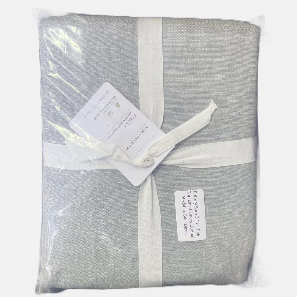 NWT! Pottery Barn 3-in-1‎ Pole Top Lined Emery Curtain 50x84 in. Blue Dawn